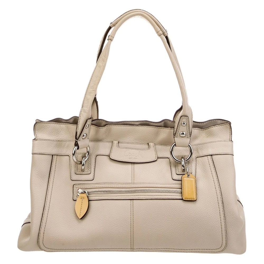 Elegant Cream Leather Tote Bag